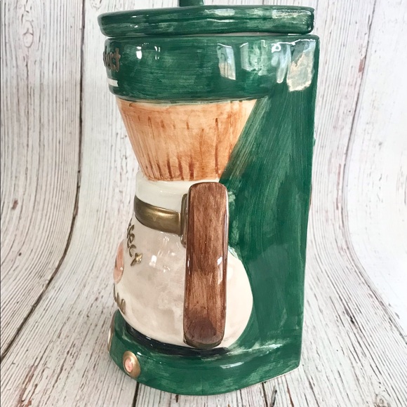 Vintage 1995 Cardinal Inc. Hand Painted Collectors Coffee Pot with Mini … - Picture 3 of 12